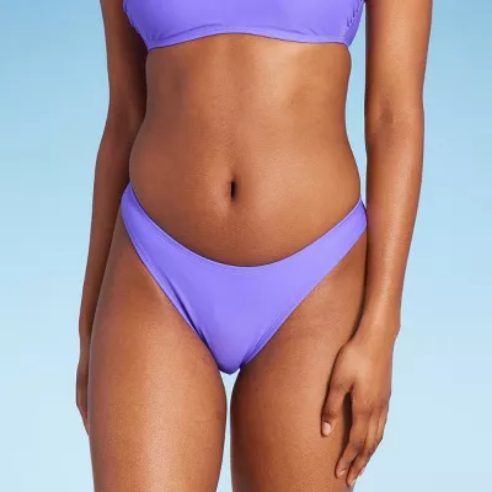 Women's Scoop Front Low-Rise High Leg Cheeky Bikini Bottom - Wild Fable Small